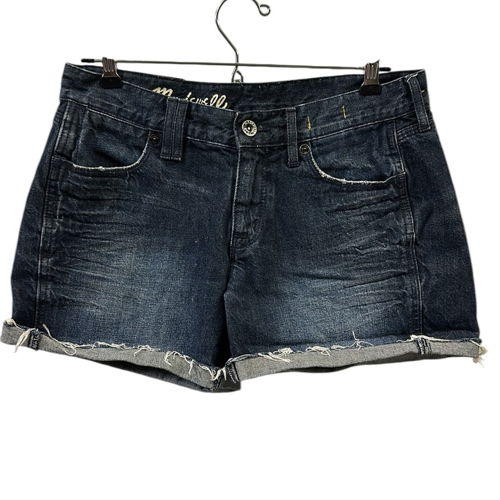 Madewell Denim Distressed Raw Cuffed Hem Mid Rise Blue Jean Shorts Womens 25